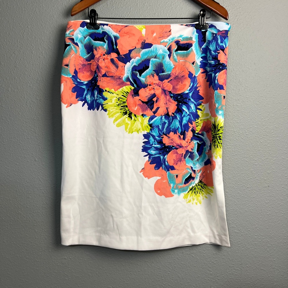 Worthington Floral Artsy Print Pencil Skirt XL Colorful Career Office Party Bold